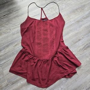 Red Sleeveless Peplum Top